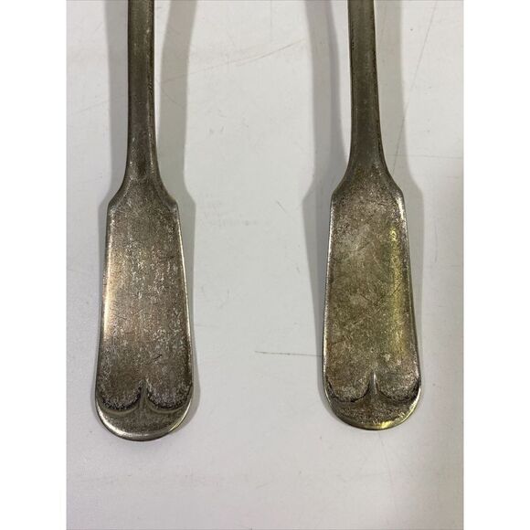 Vintage Rogers Silverplate Serving Spoon Set (2) Tipped Pattern Anchor AA 8” - Picture 2 of 4